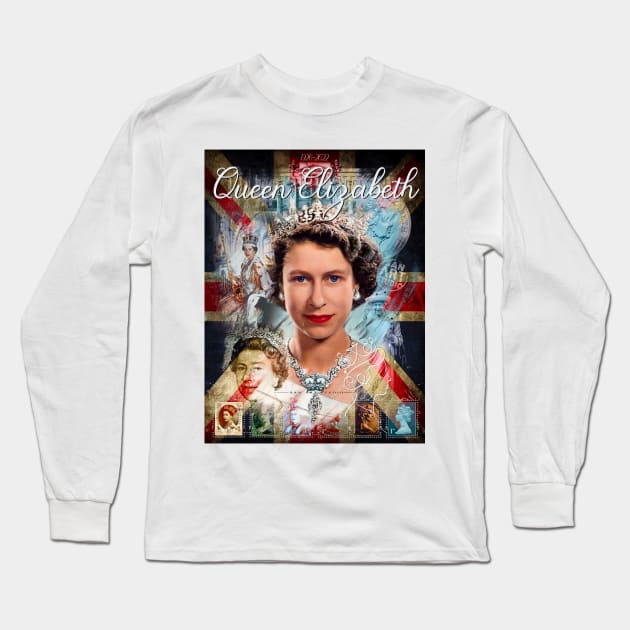 Her Majesty Queen Elizabeth ii Long Sleeve T-Shirt by SAN ART STUDIO 